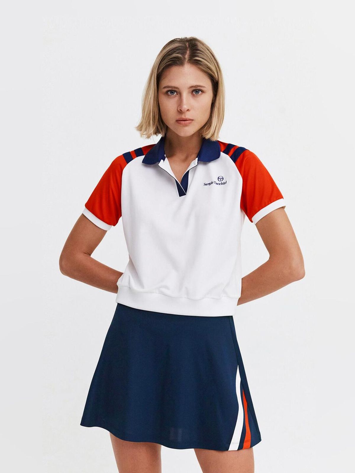 세르지오 타키니(SERGIO TACCHINI) W 오스쿠로 폴리 스트라이프 스커트 (Navy)