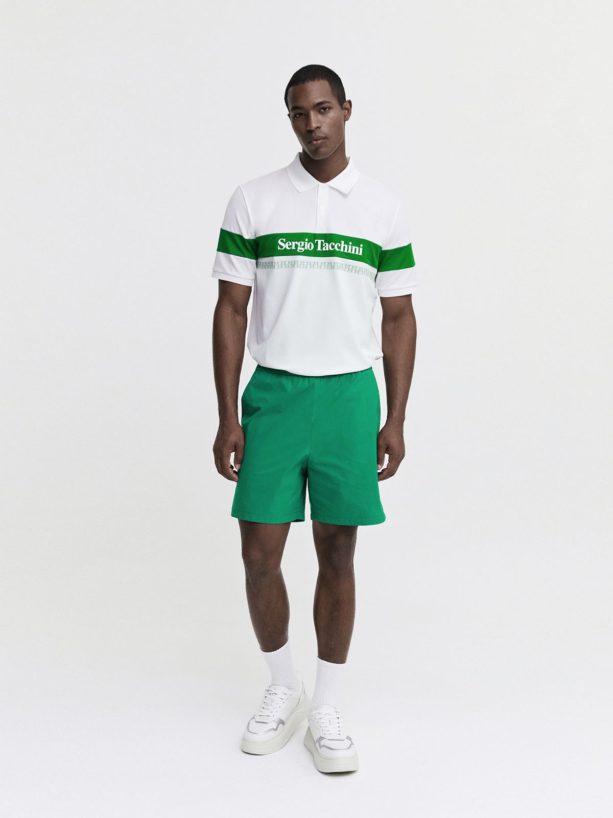 세르지오 타키니(SERGIO TACCHINI) M 다마린도 폴리 컬러블록 반팔 폴로셔츠 (White)