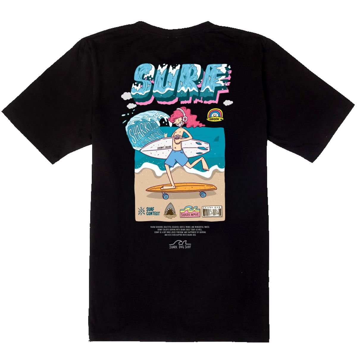 돌돌(DOLDOL) SHARK DOG-tshirts-223 샤크독 데니샤크 서핑 하와이 캐릭터 그래픽 티셔츠 반팔티