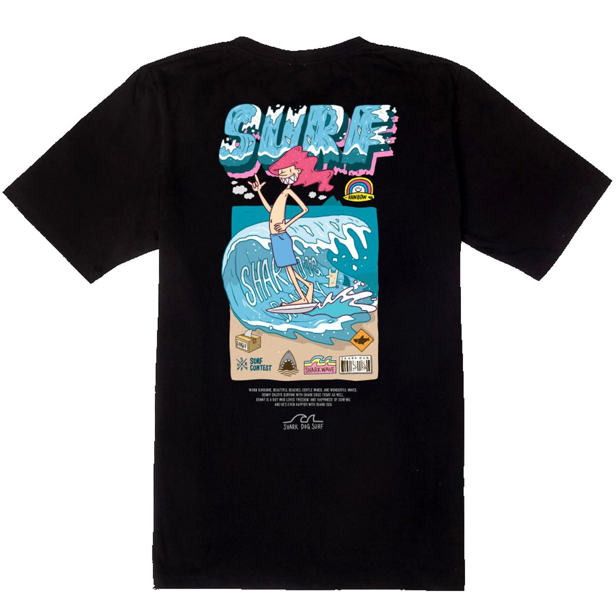 돌돌(DOLDOL) SHARK DOG-tshirts-224  샤크독 데니샤크 서핑 하와이 캐릭터 그래픽 티셔츠 반팔티