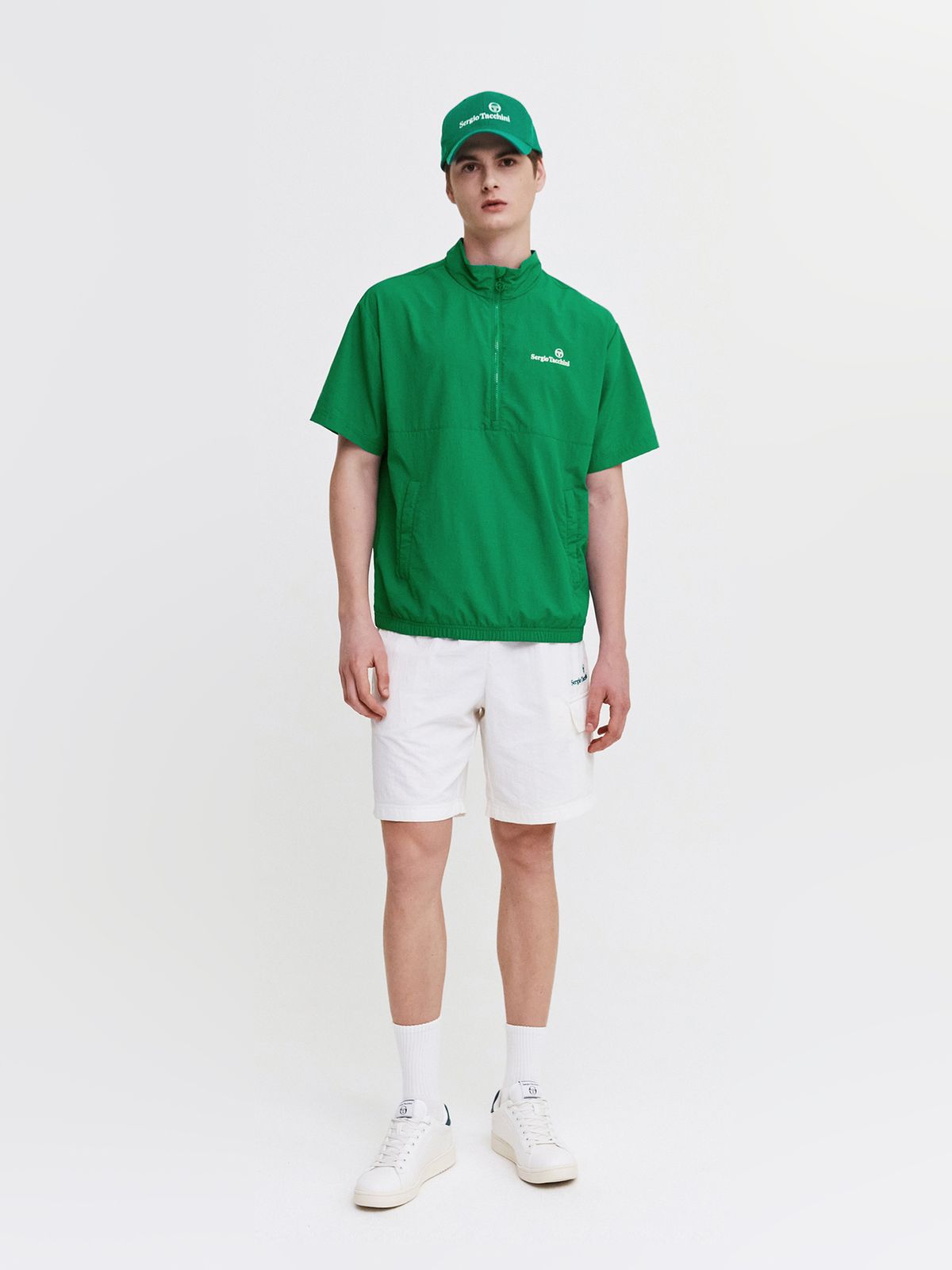 세르지오 타키니(SERGIO TACCHINI) M 크루 우븐 하프집 반팔 아노락