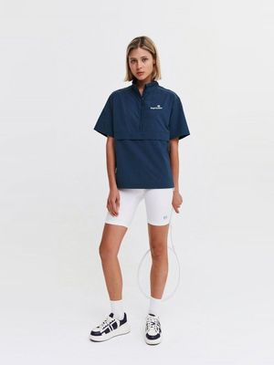 W 크루 우븐 하프집 반팔 아노락