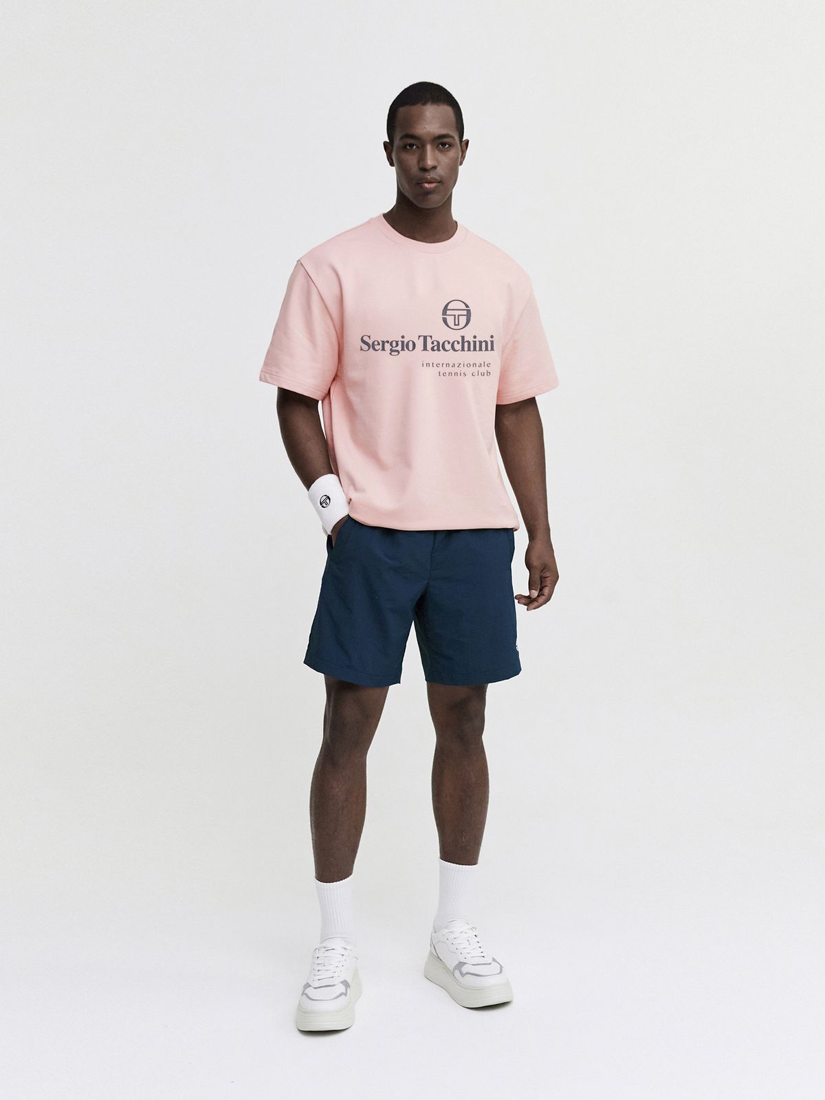 세르지오 타키니(SERGIO TACCHINI) M 모던 CP 로고 라운드넥 반팔 맨투맨 (L.Pink)