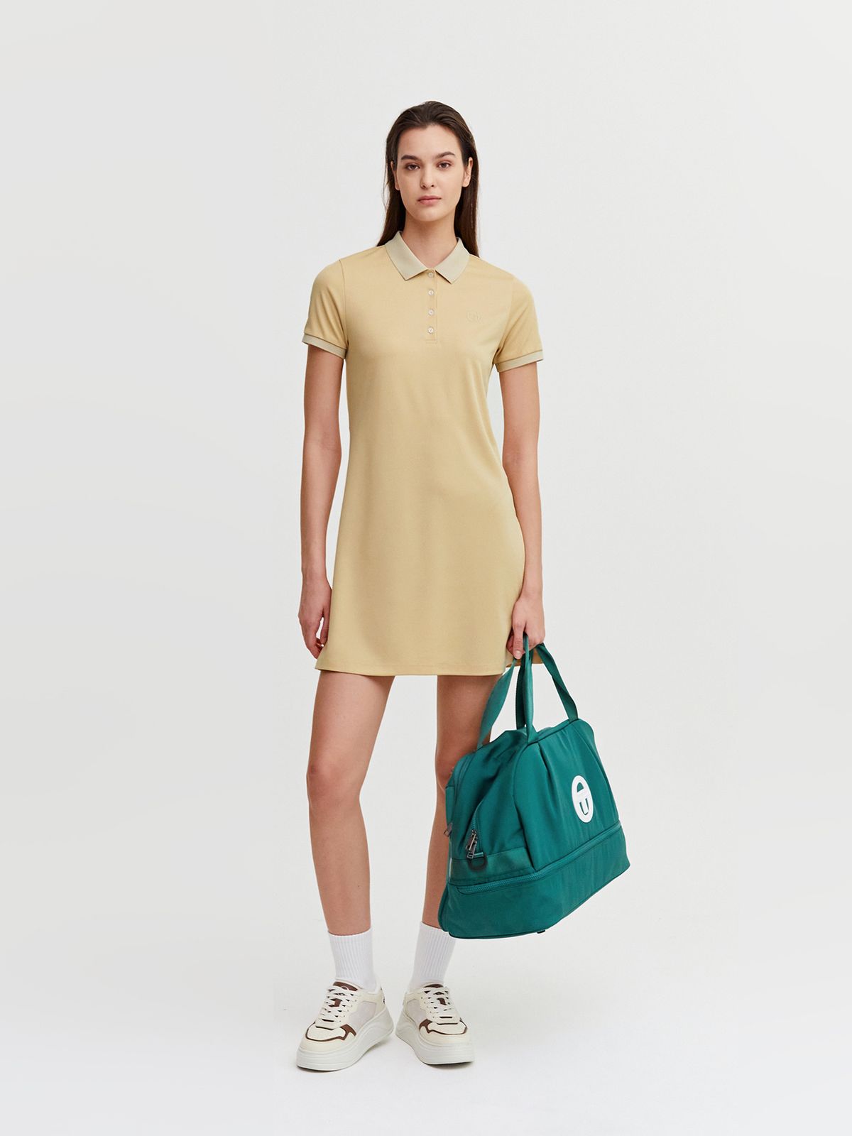 세르지오 타키니(SERGIO TACCHINI) W 에센셜 피케 반팔 드레스 (Beige)