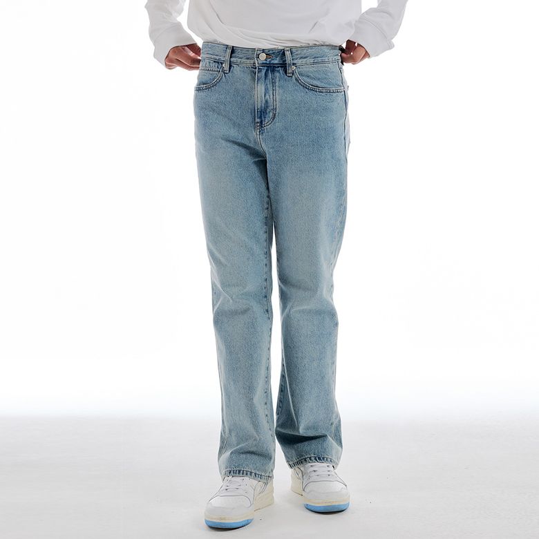 베이직 스톤워시 세미 부츠컷 데님 팬츠 (LIGHT BLUE)