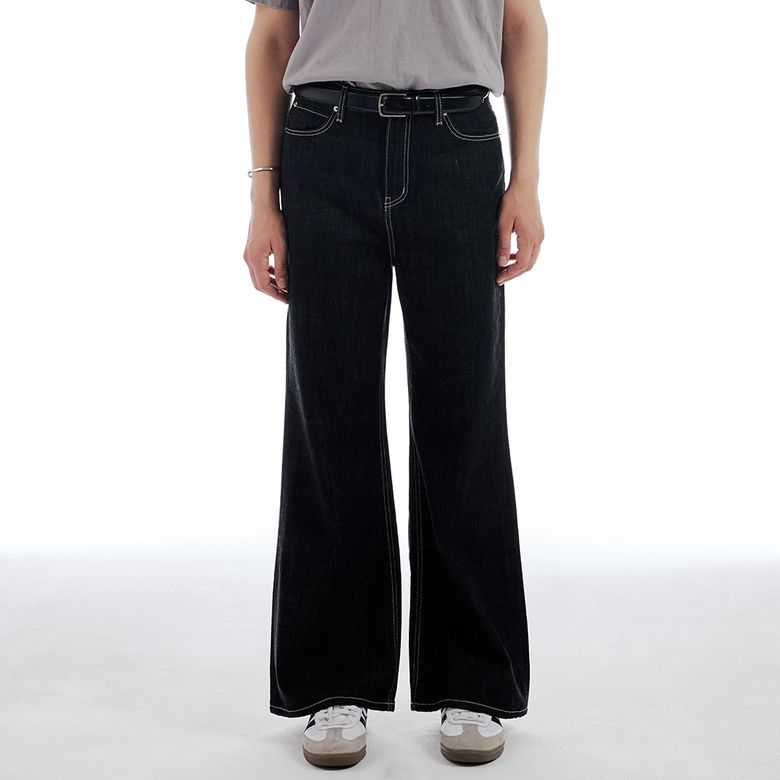 스티치 노멀 워싱 부츠컷 데님 팬츠 (BLACK)