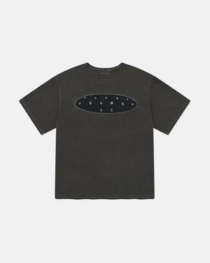 Starry pigment half T-shirts / Black charcoal