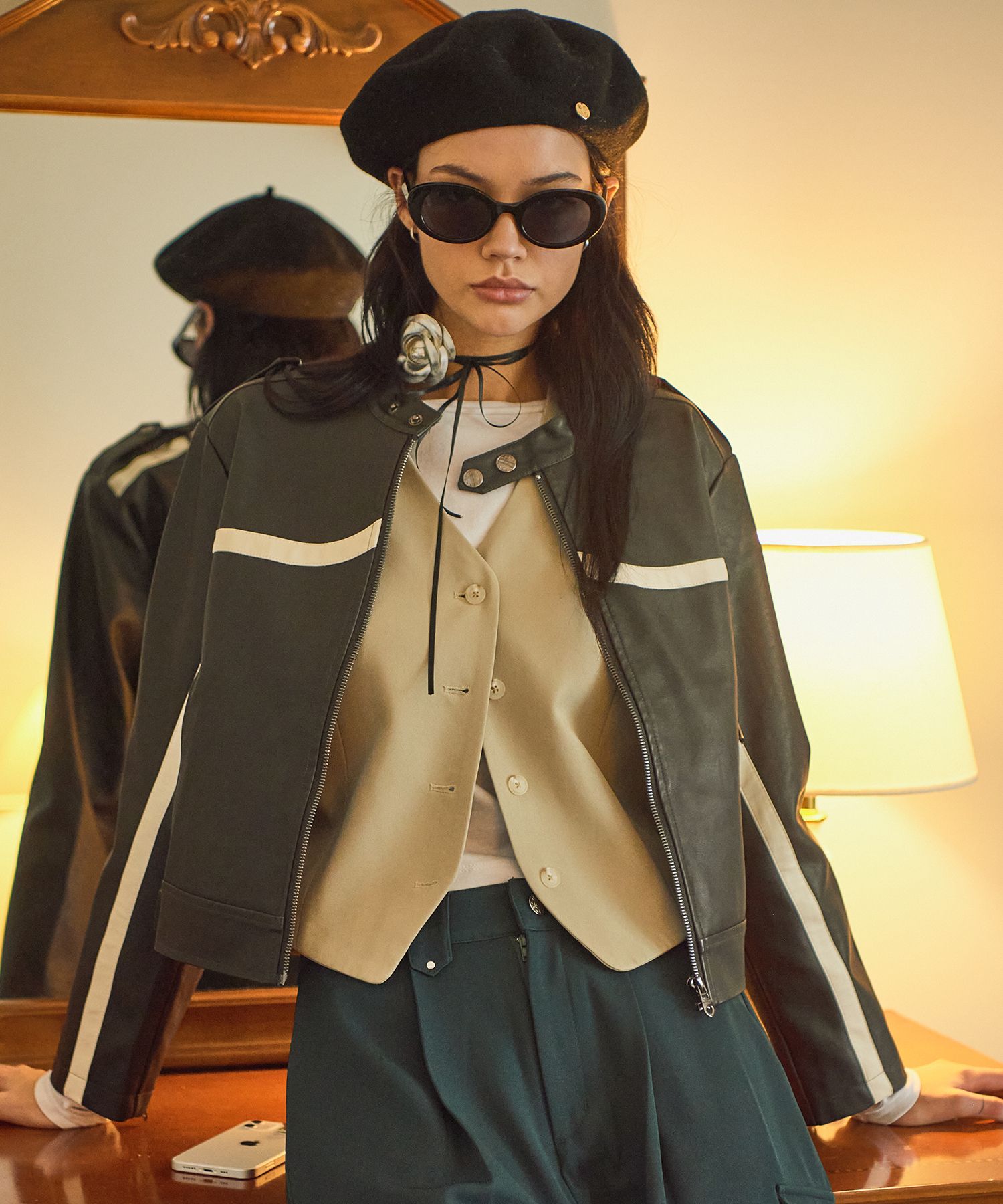 BitterCells】Eco Leather Lacing Jacket □ジェニJennie着用