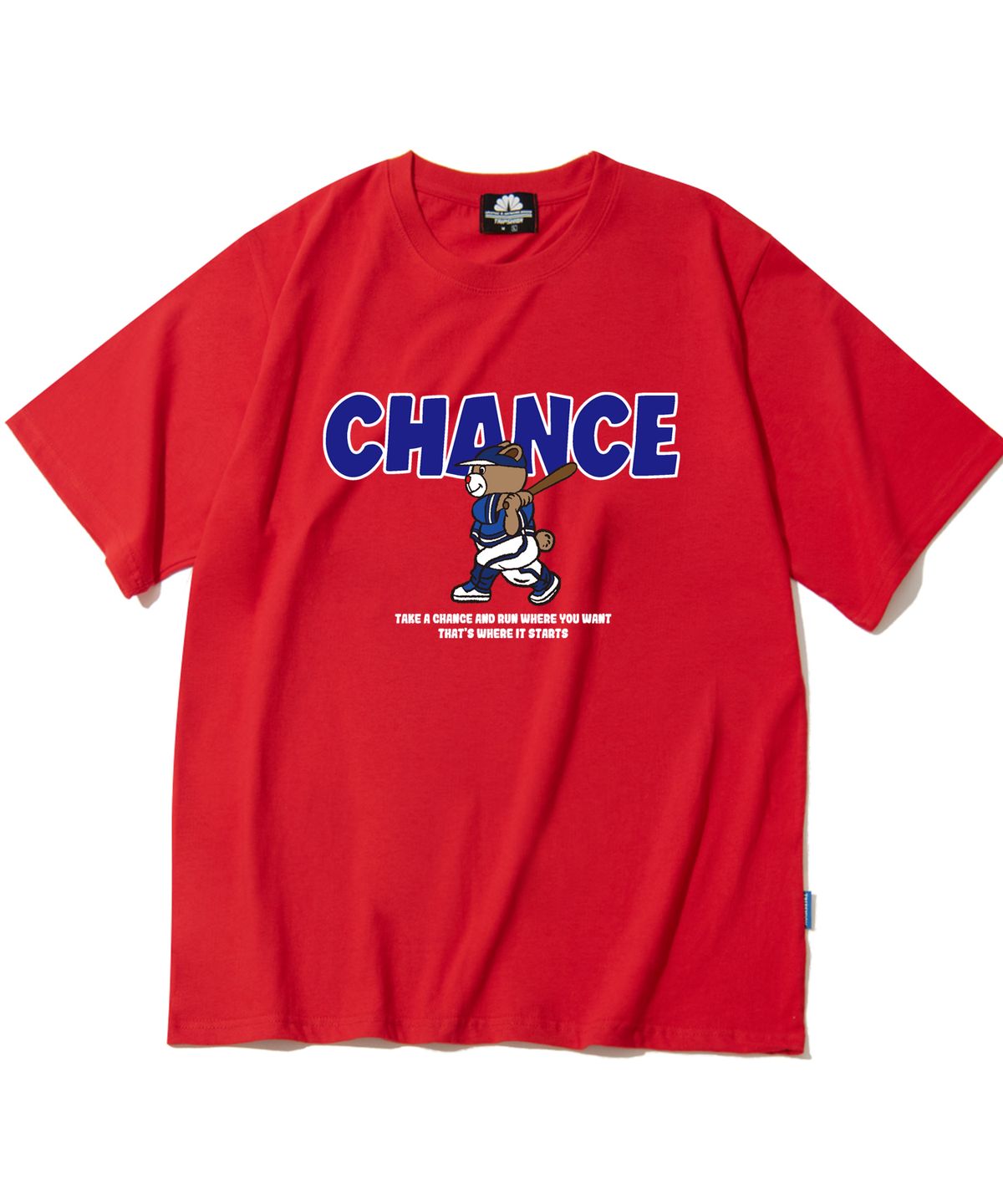트립션(TRIPSHION) BASEBALL BAEAR GRAPHIC 티셔츠 - 레드