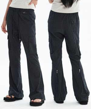 투웨이 지퍼 부츠컷 카고 팬츠 [차콜]