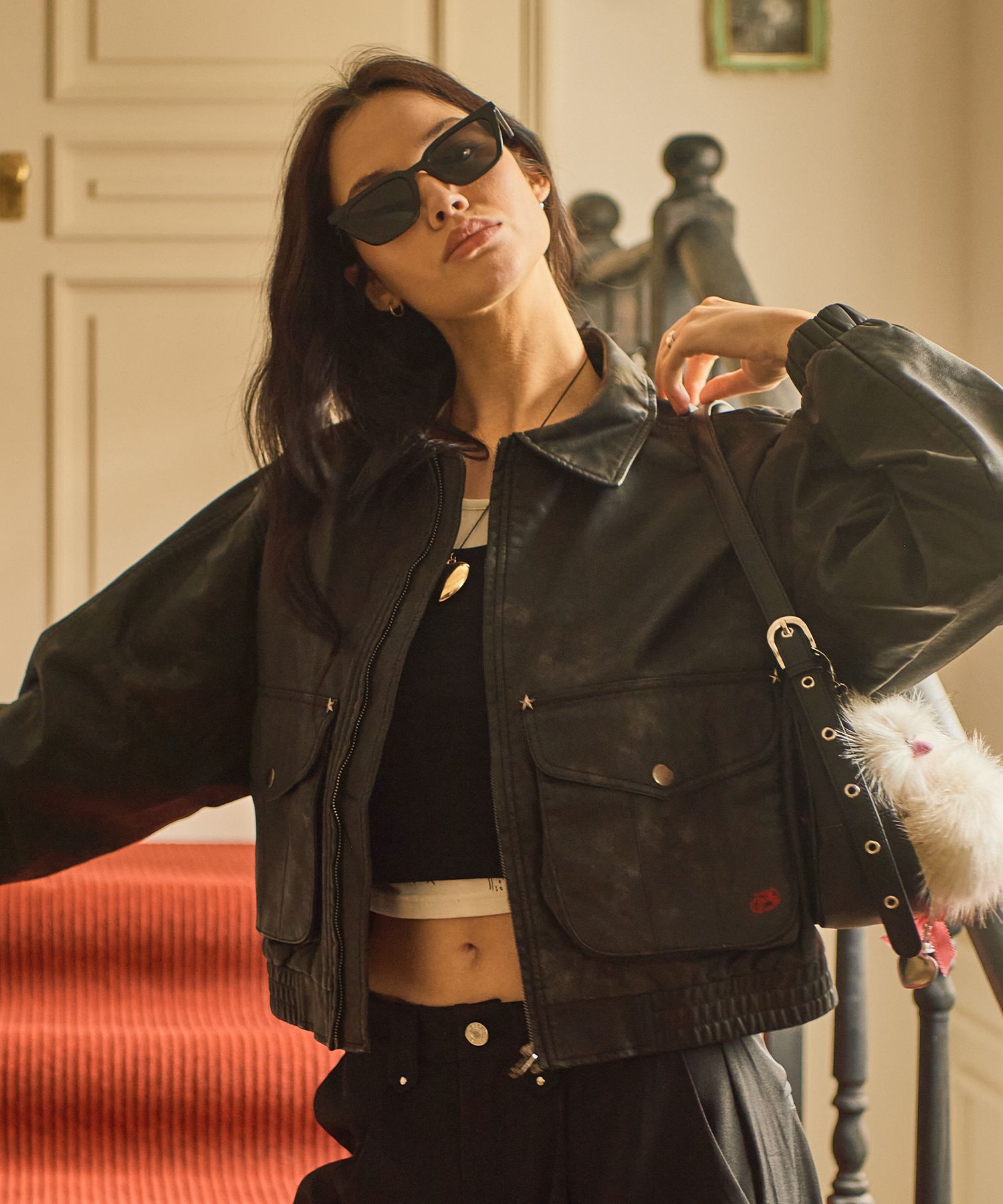 MUSINSA | BITTERCELLS Star Leather Jacket (Washed) (Overfit