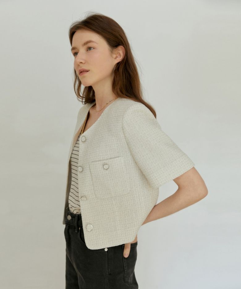 SUMMER TWEED JACKET - LIGHT BEIGE