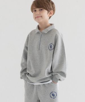 서클 로고 반집업 오버핏 맨투맨 (멜란지)