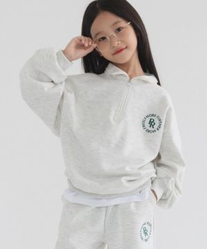 서클 로고 반집업 오버핏 맨투맨 (오트밀)