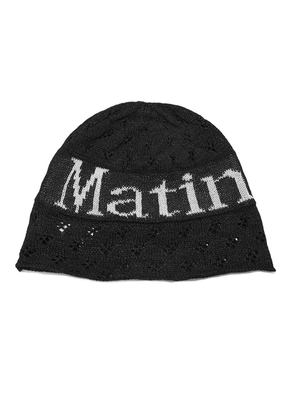 MUSINSA公式 | MATIN KIM MATIN LOGO CROCHET BEANIE IN BLACK