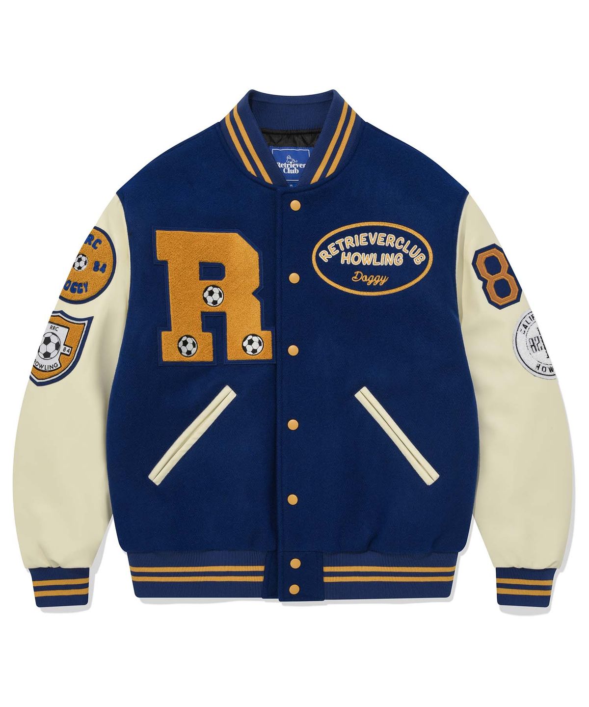 리트리버클럽(RETRIEVER CLUB) BIG R SOCCER VARSITY JACKET [BLUE]