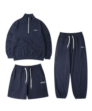 [SET]뉴비긴 하프집 맨투맨 티셔츠 팬츠 셋업_네이비 트레이닝