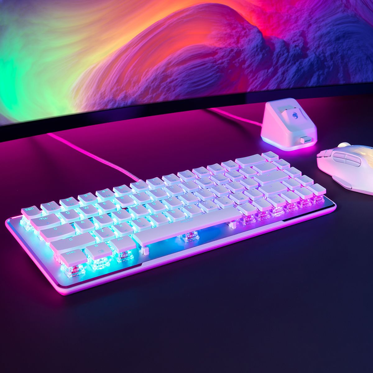 로캣(ROCCAT) 벌칸2 미니 Vulcan II Mini 게이밍 키보드 White (적축/한글 자판)
