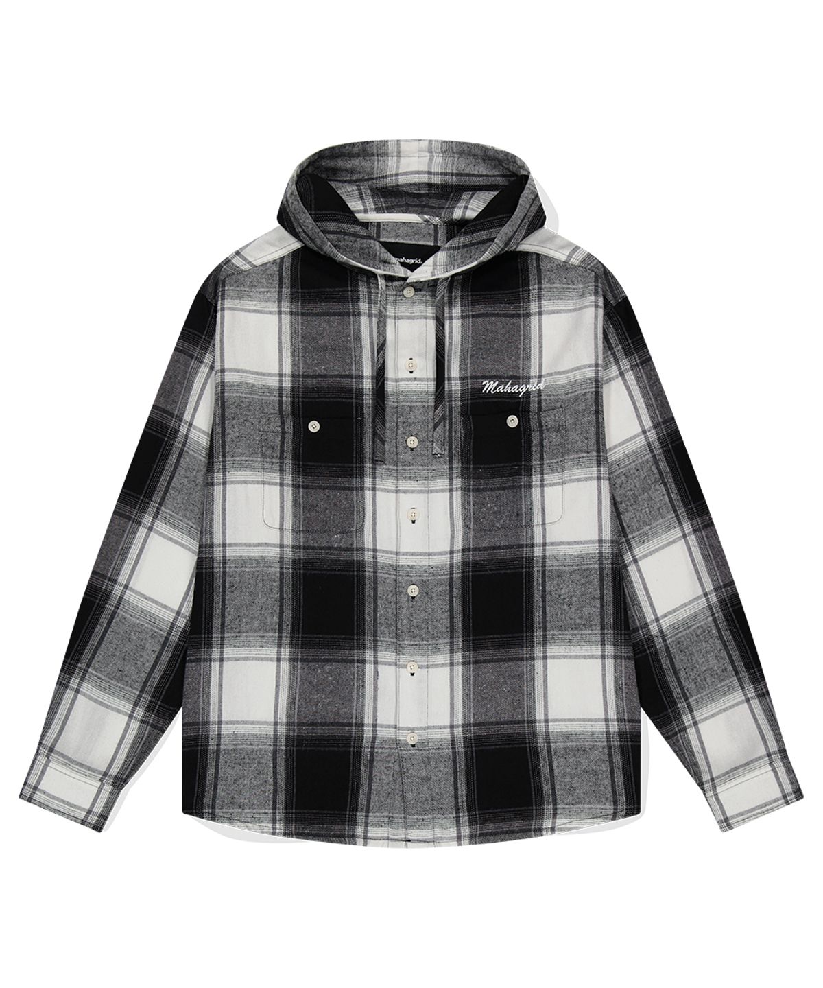 마하그리드(MAHAGRID) HOODED OMBRE CHECK SHIRT BLACK(MG2DFMW380A)