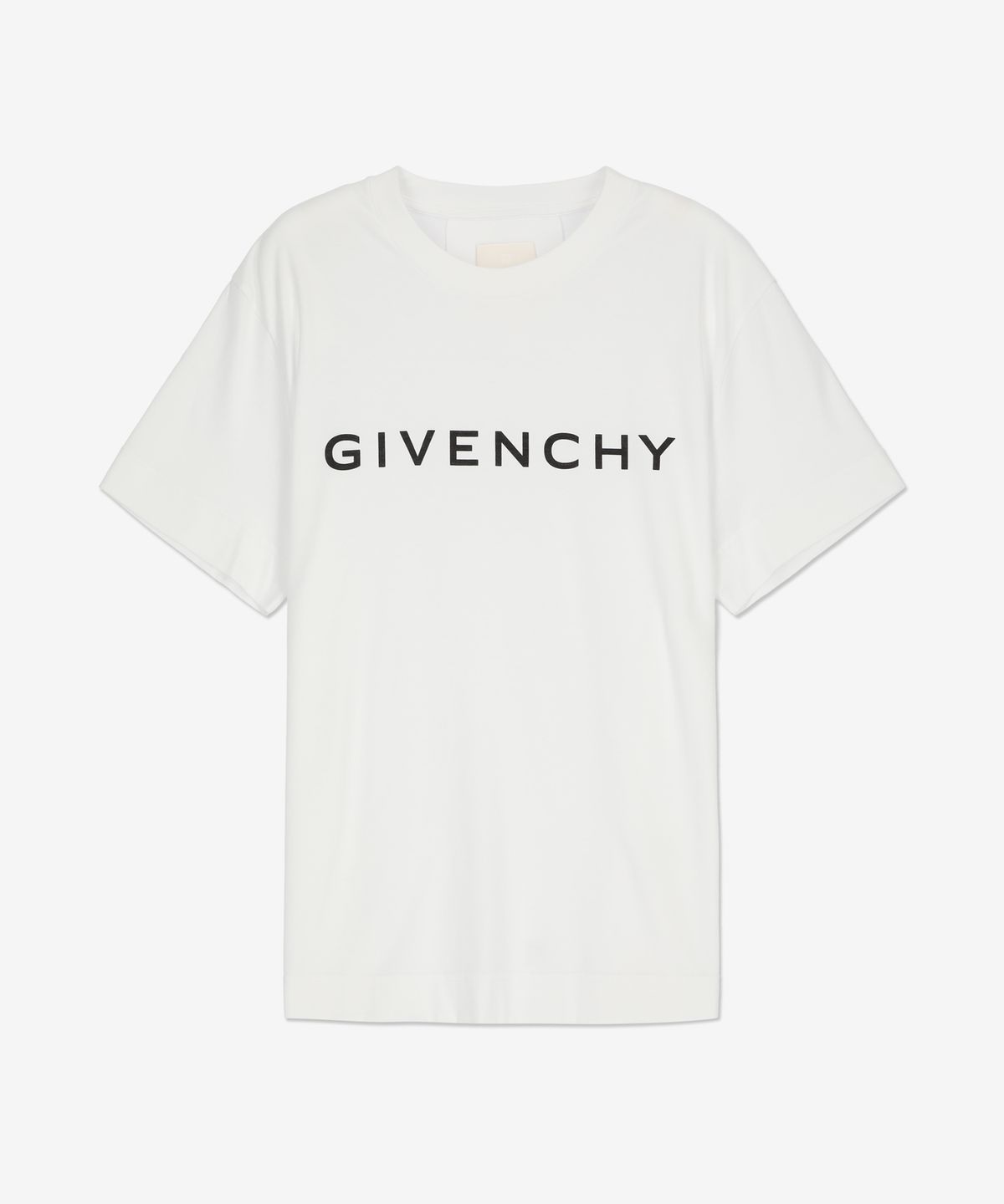 지방시(GIVENCHY) 로고 프린트 반소매 티셔츠 - 화이트 / BW707Z3YAC100