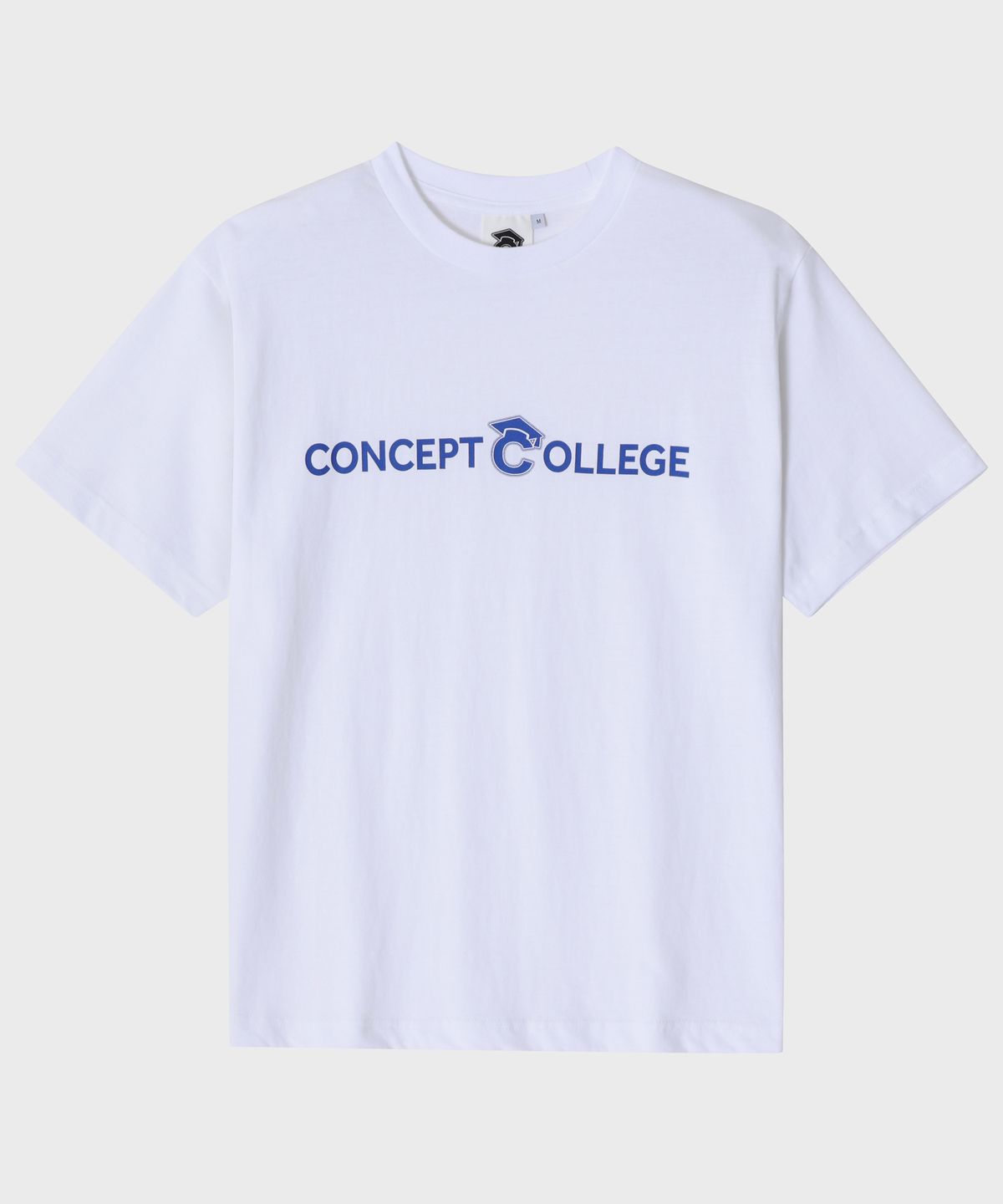 컨셉트컬리지(CONCEPTCOLLEGE) 베이직 로고  크루넥 화이트 반팔 티셔츠 [남녀공용]