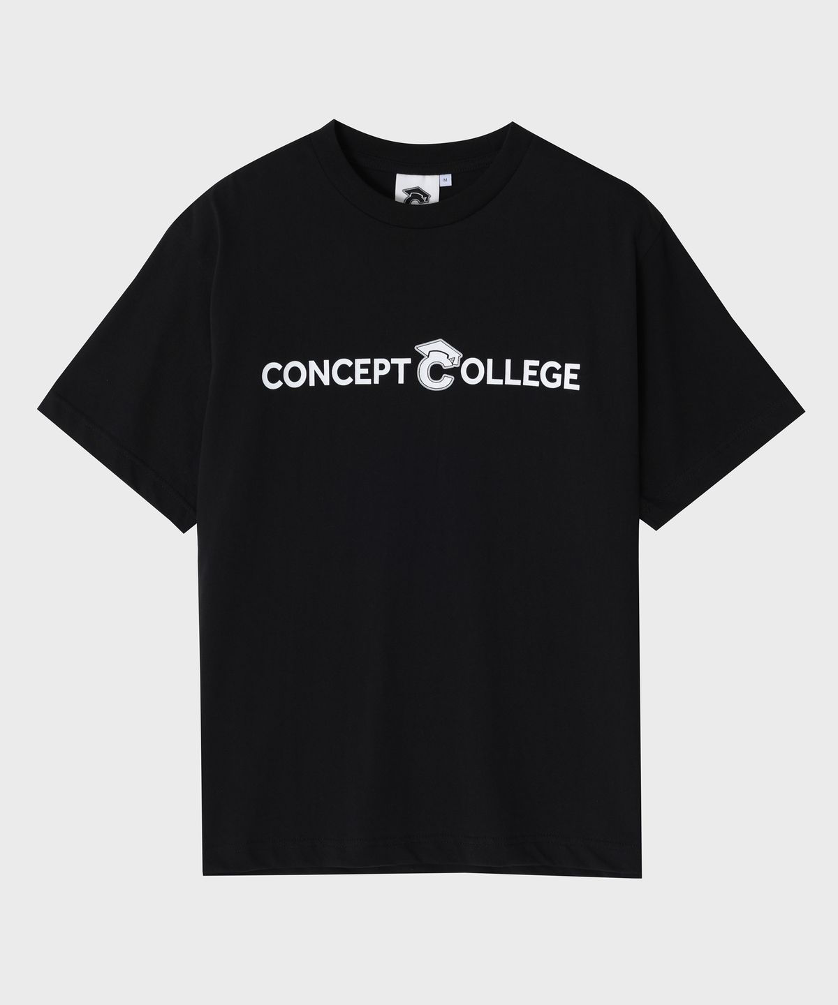 컨셉트컬리지(CONCEPTCOLLEGE) 베이직 로고  크루넥 블랙 반팔 티셔츠 [남녀공용]