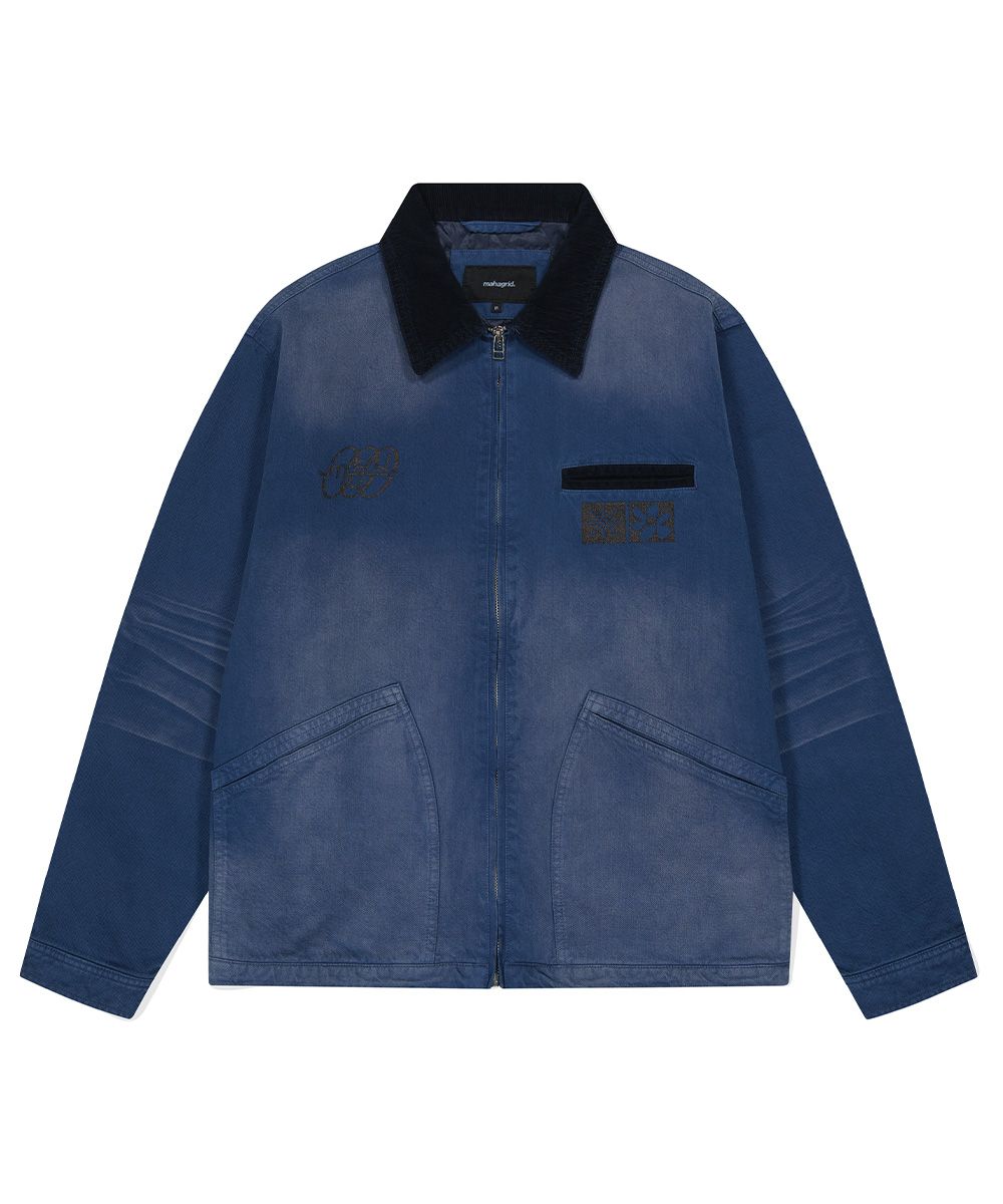 MUSINSA | MAHAGRID WASHED WORK JACKET NAVY(MG2DFMJ244A)