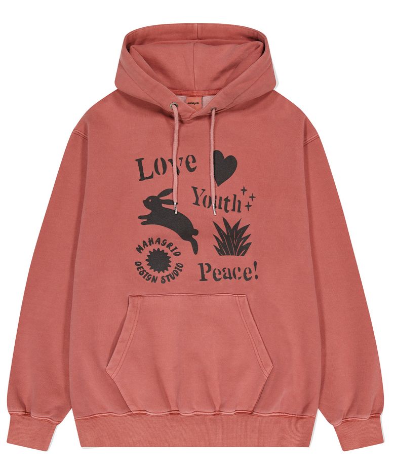 L.Y.P. PIGMENT HOODIE RED(MG2DFMM419A)