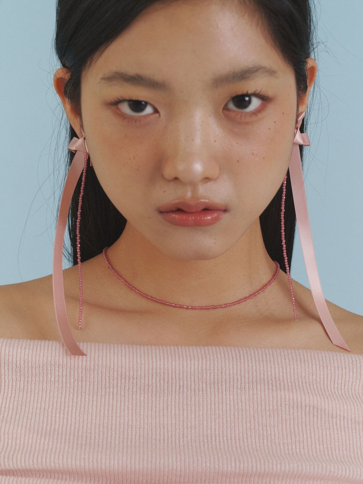 러브미몬스터(LOVE ME MONSTER) Long Long Love Ribbon Earrings_PK