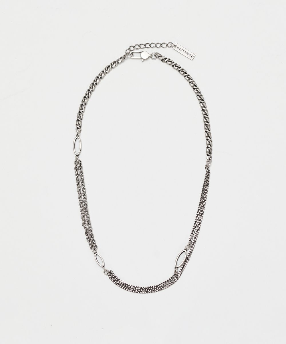 【MAISON MINED】23FW★ MINED CLAW CHAIN NECKLACE 메종미네드 ~50% - (W) CIRCLE LAYERED CHAIN NECKLACE - SILVER