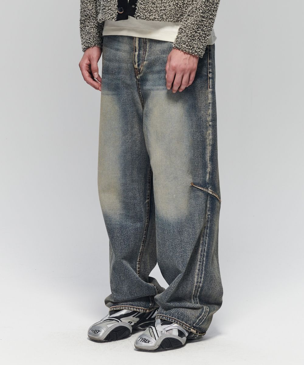 MUSINSA | MAISON MINED DART BRUSH WIDE DENIM PANTS BLUE