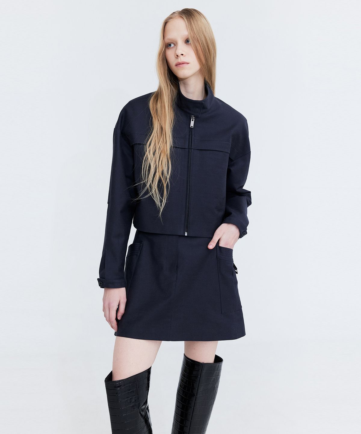 분더캄머(WNDERKAMMER) Cotton Cargo Mini Skirt_Charcoal(코튼 카고 미니 스커트_챠콜)