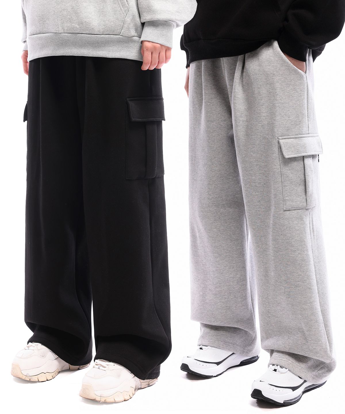 어나더 아카이브(ANOTHER ARCHIVE) 2PACK 카고 원턱 스웨트 와이드 팬츠