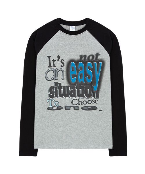 Tシャツ・カットソー THE COLDEST MOMENT TCM not easy raglan long sleeve greyblack MUSINSA | THE COLDEST MOMENT TCM not easy raglan long sleeve