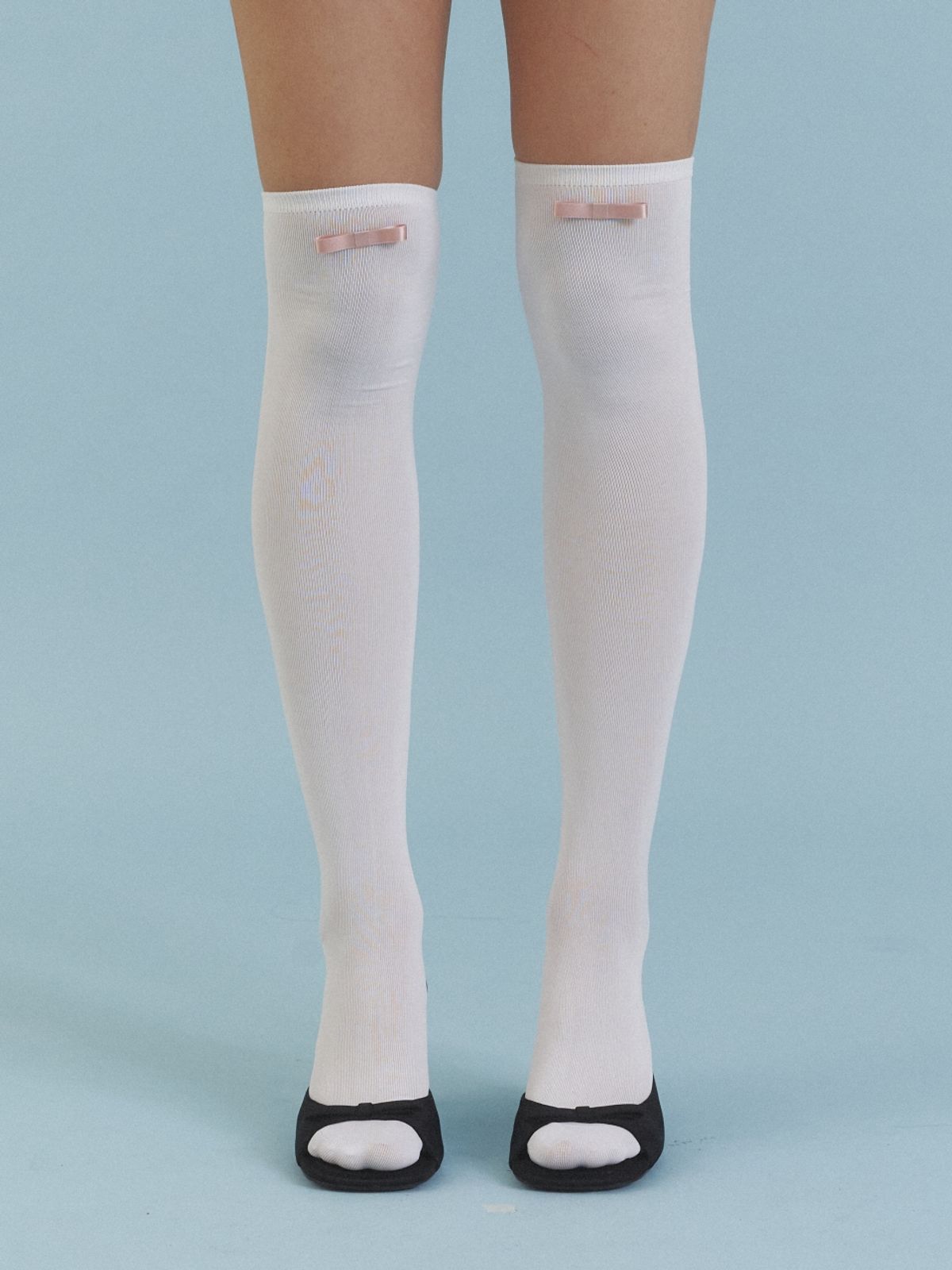 러브미몬스터(LOVE ME MONSTER) Love Ribbon Over Knee Socks_WH