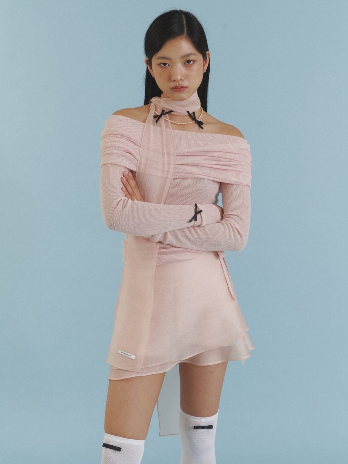 러브미몬스터(LOVE ME MONSTER) Love Ribbon Sheer Layered Wrap Skirt_NP