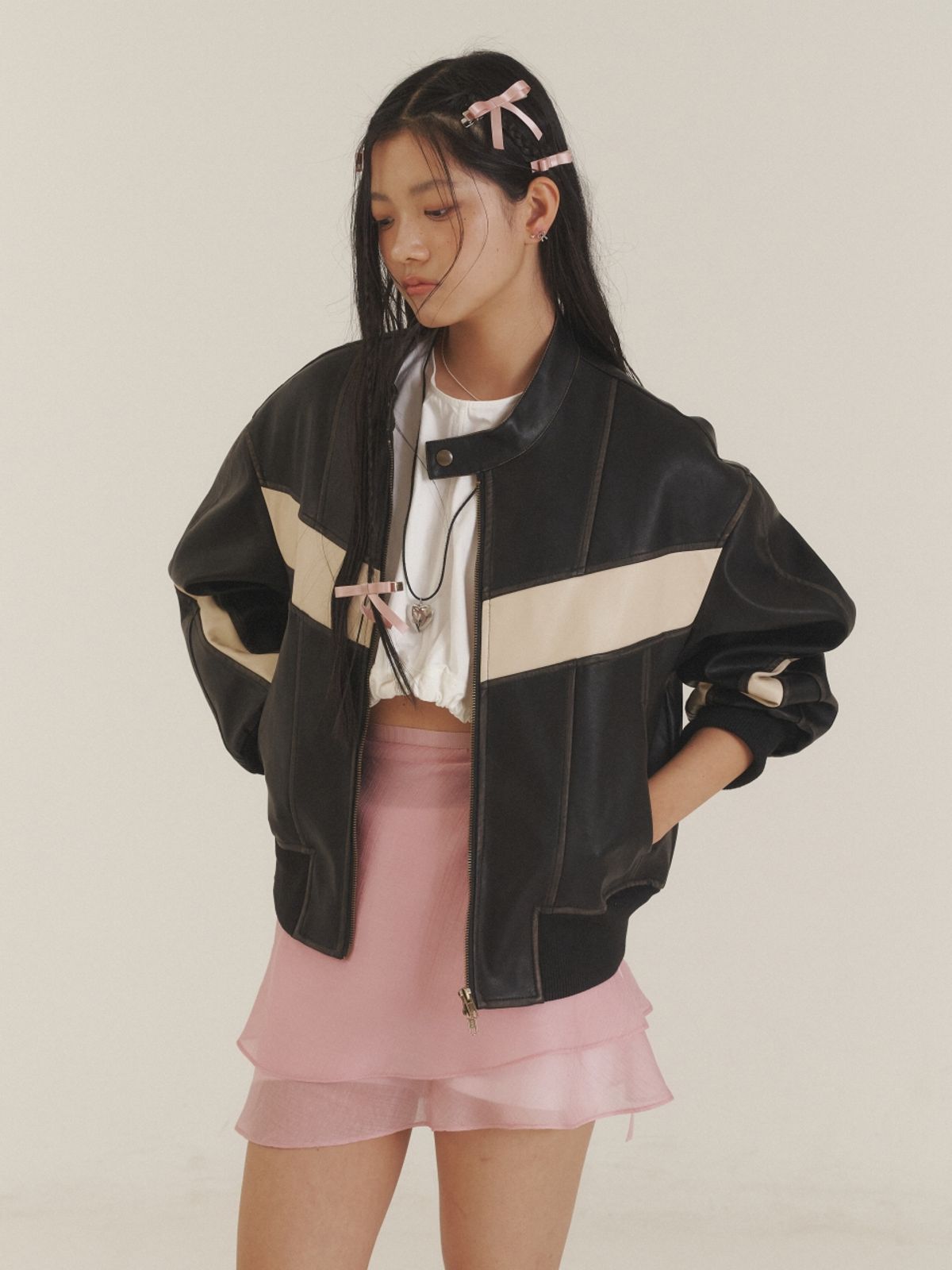 러브미몬스터(LOVE ME MONSTER) Love Ribbon Sheer Layered Wrap Skirt_PK