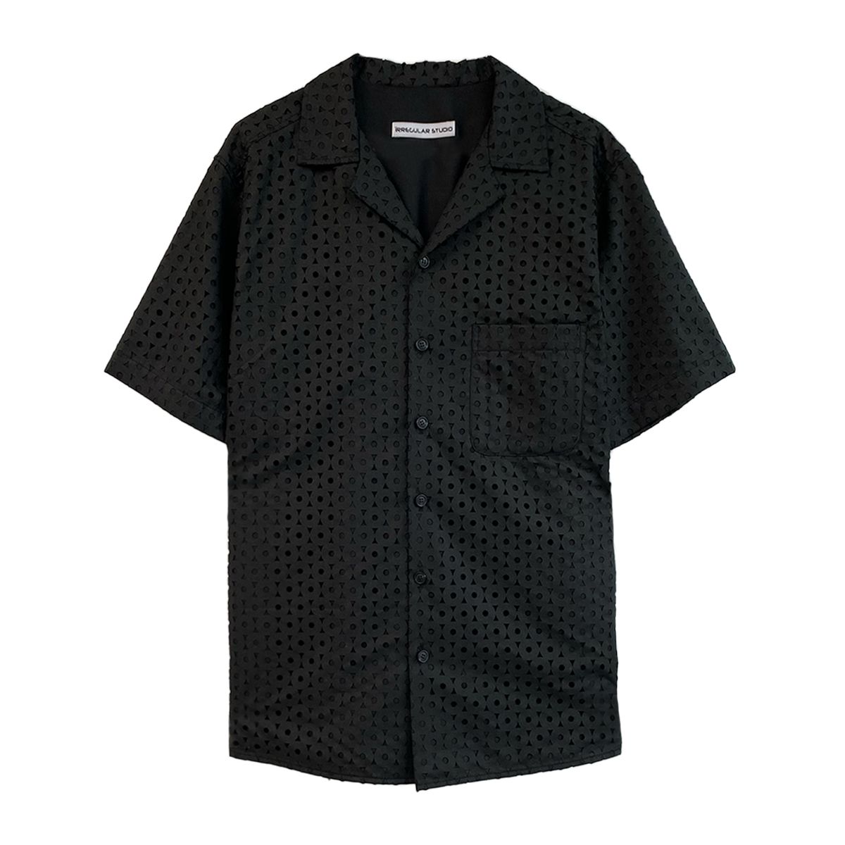 이레귤러(IRREGULAR) CIRCLE LASER CUT SHIRT (BLACK OUT)