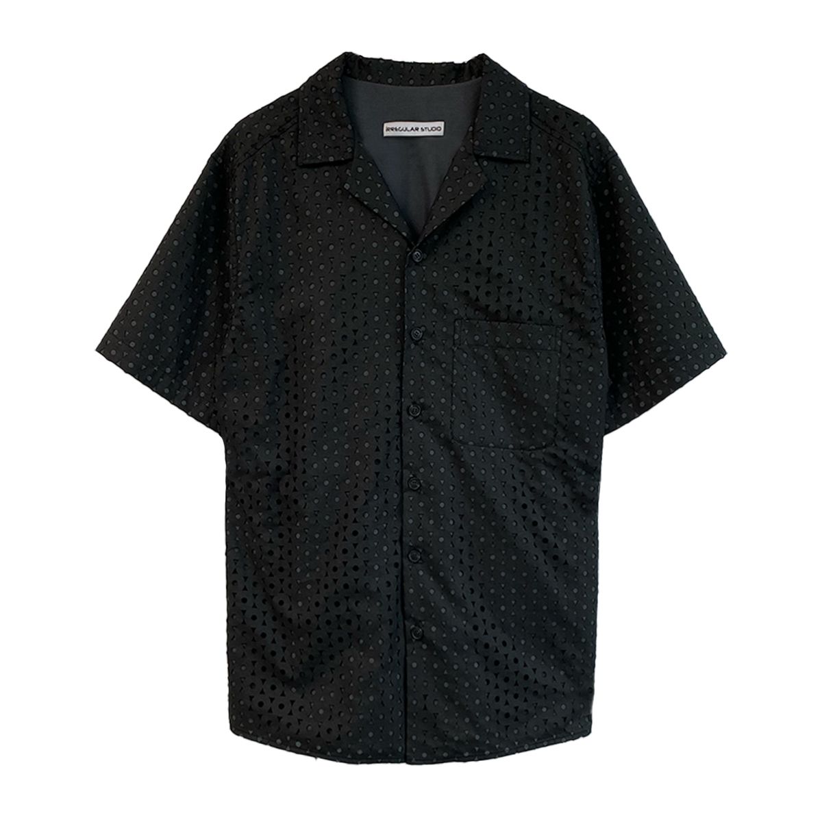 이레귤러(IRREGULAR) CIRCLE LASER CUT SHIRT (BLACK/GREY)