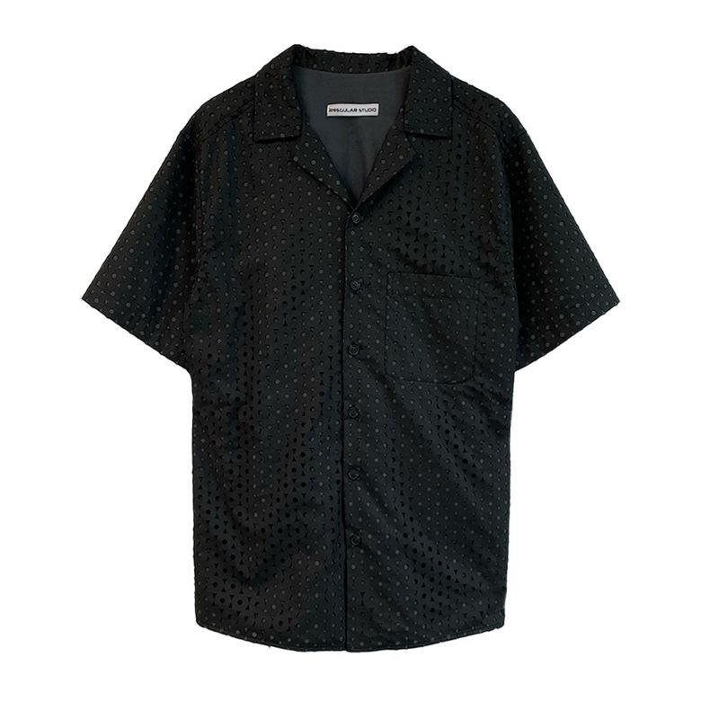 CIRCLE LASER CUT SHIRT (BLACK/GREY)