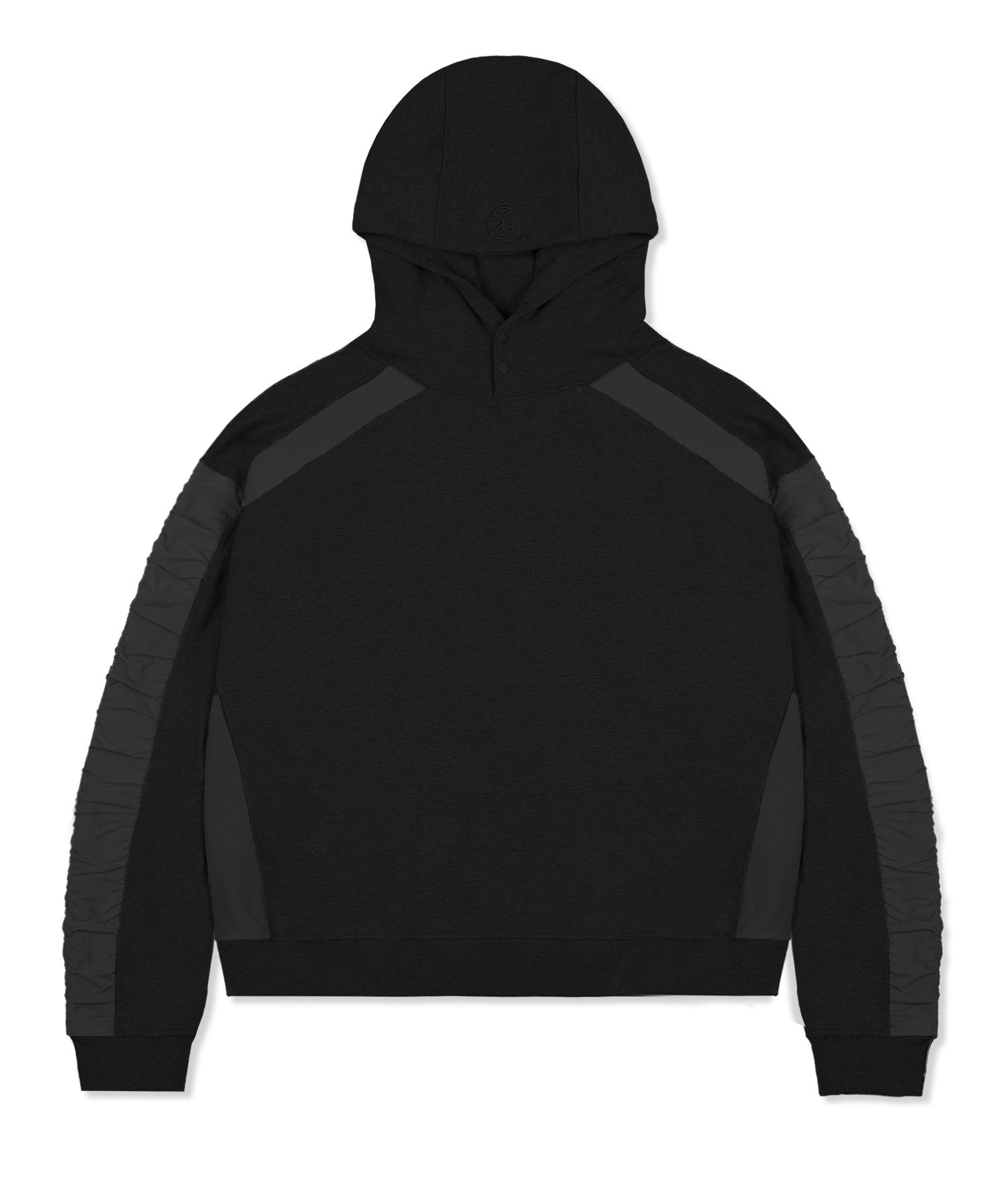 ★XTONZ★ XTT057 Loose fit shirring nylon cotton hoodie GRAY MUSINSA | XTONZ XTT057 Loose Fit Shirring Nylon Cotton