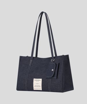 라비 데님 숄더 캔버스백
