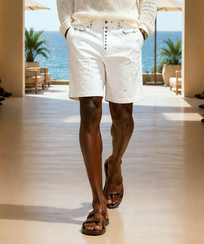White Splash Wash Marine Shorts