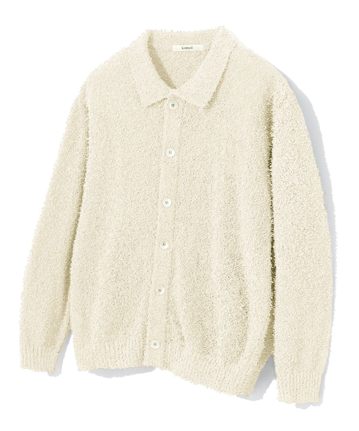 니티드(KNITTED) 테일 카라 가디건 IVORY