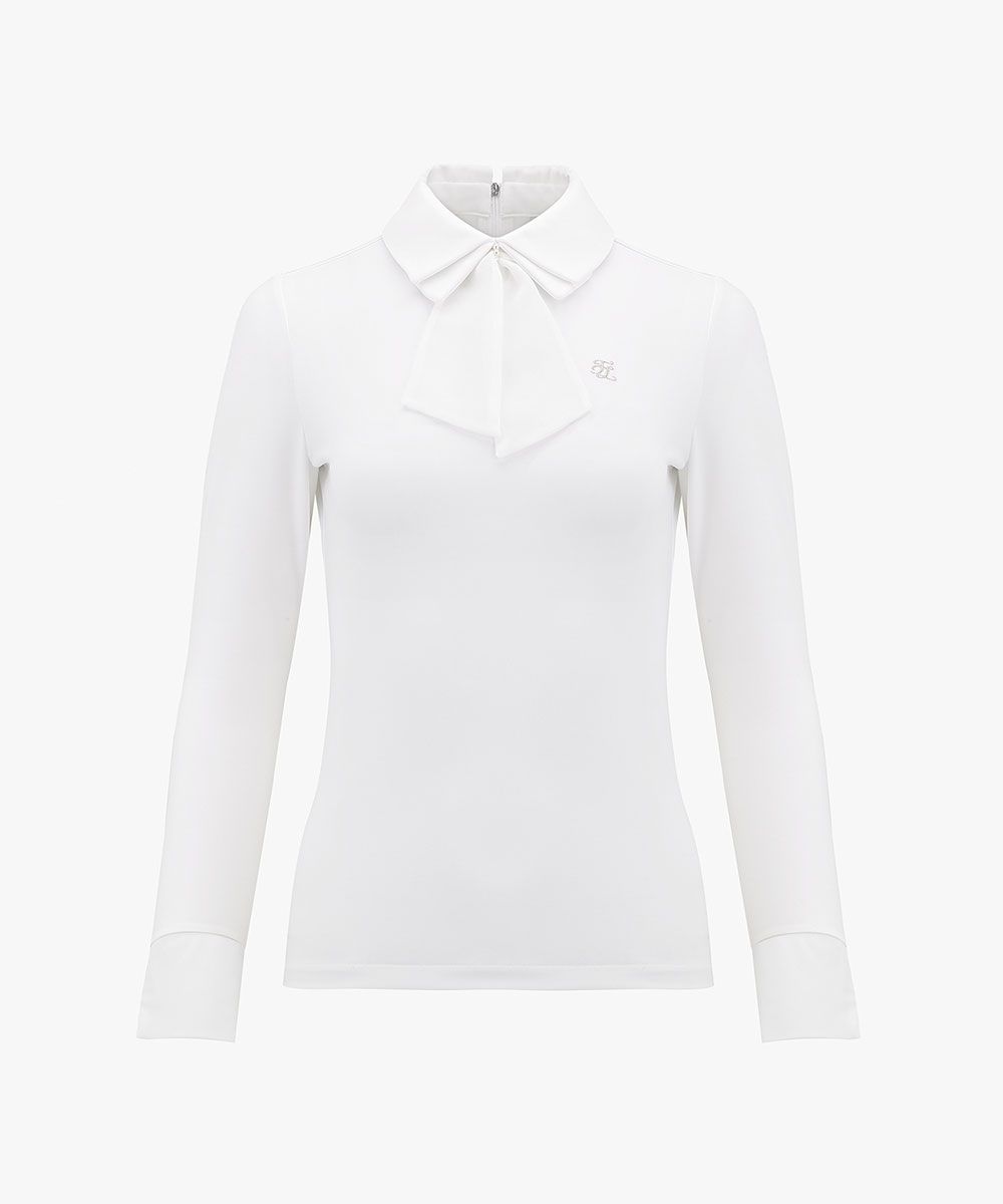 MUSINSA公式 | FAIRLIAR シフォンリボンカラーTシャツ（ホワイト）