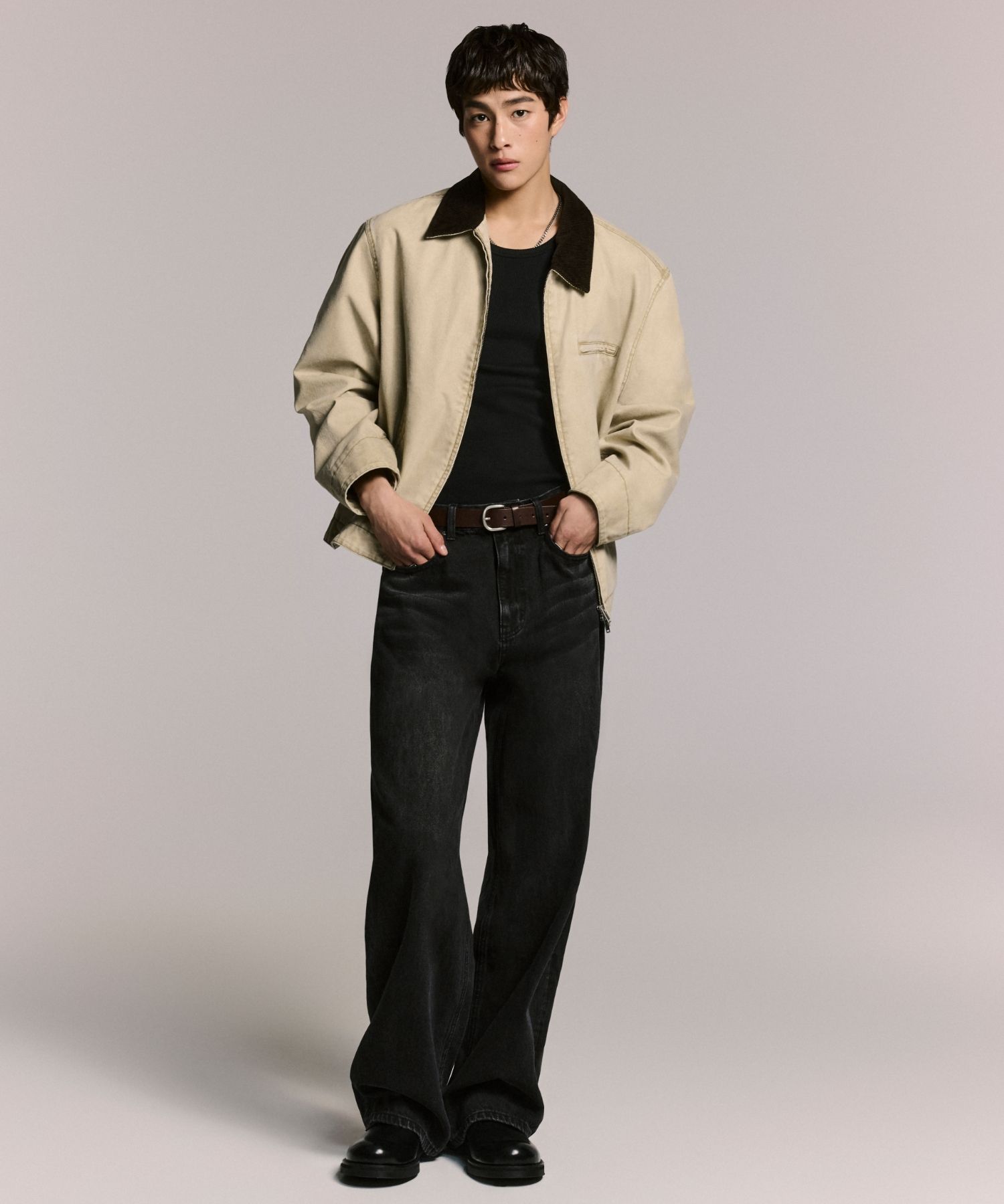MUSINSA | MUSINSA STANDARD Extra wide denim pants [washed black]