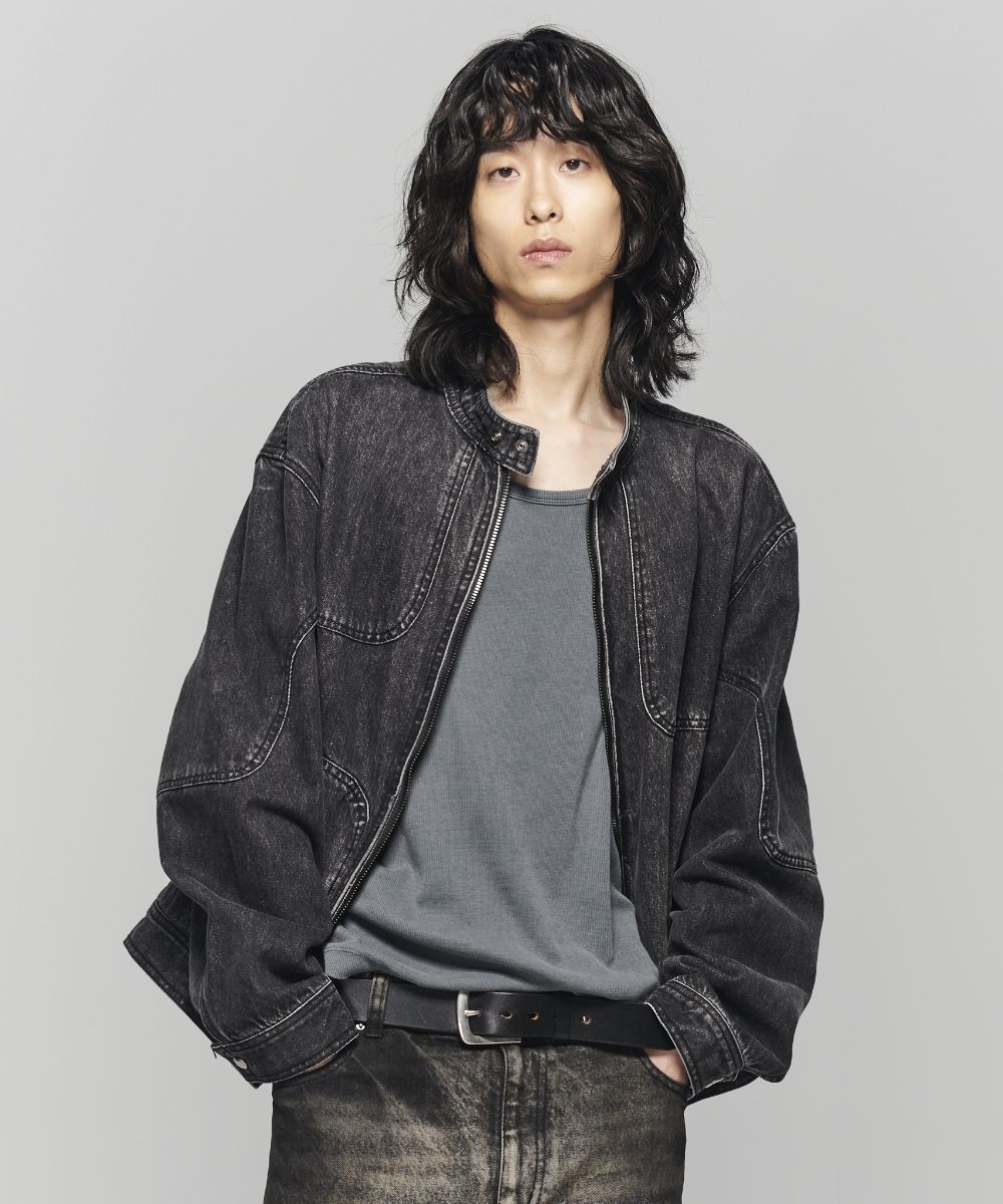 MUSINSA | MAISON MINED OBLATE BIKER DENIM JACKET BLACK