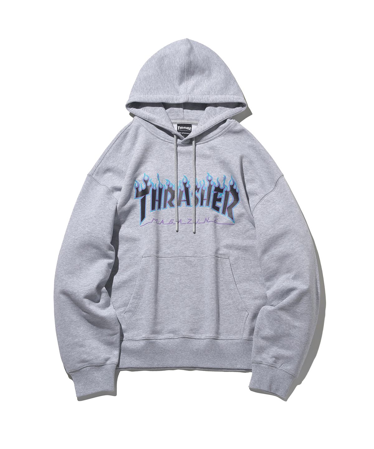 트레셔(THRASHER) 플레임 로고 후디 멜란지 그레이