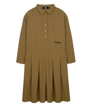 블록 체크  셔츠원피스 Mustard