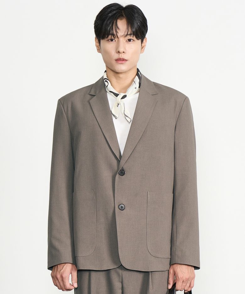 투버튼 싱글 블레이저 (BROWN)